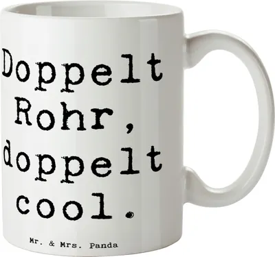 Produktbild von Mr. & Mrs. Panda Kaffeebecher Spruch Fagott Doppelt Cool - Weiß - Geschenk, Musik, Lernen, Keramiktasse, haferl, Instrument, klassische, Musizieren, Becher, Musiker