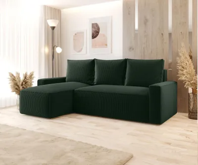 Obrázek produktu pro Rozkládací sedací souprava s úložným prostorem SOFTA - zelená, levý roh