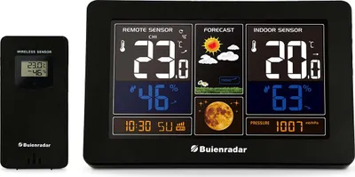 Produktbild von Buienradar BR900 - 3 in 1 WLAN-Wetterstation mit App und kabellosem Außensensor, schwarz