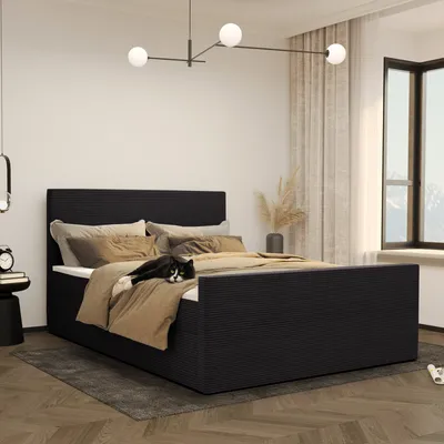 Produktbild von Kaiser Möbel Boxspringbett mit bettkasten und topper 180x200 cm VIESTA stoff Poso Schwarz H3