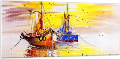 Produktbild von Bilder auf glas - Boote Sonne Meer Reisen - 120x50cm - Glasbilder - Wandbilder - Kunstdruck - zum Aufhängen bereit - Wanddekoration aus Glas - Glas Bilder - Wandbild auf Glas - GAB120x50-2882