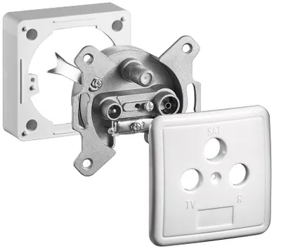 Produktbild von ChiliTec 18454 Antennendose TV, Radio + Sat inkl. Aufputz-/Unterputzrahmen