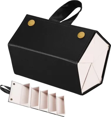 Produktbild von Faltbare Brillenbox für 5 Sonnenbrillen – Leder Aufbewahrungsbox für Damen & Herren – Schwarz