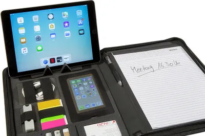 Produktbild von GENIE München A4 Schreibmappe mit Tabletfach Handyfach Konferenzmappe Aktenmappe