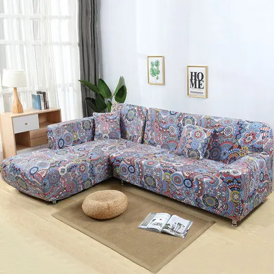 Produktbild von Schnittsofaüberzüge L-Form Sofa Schonbezug Universal Stretch Stoff Sofa Schonbezug 2 Stück 3-Sitzer Couch Möbelschutz (Gemalter Stil)