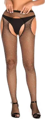 Produktbild von Schwarze Strass-Öffnung-Strumpfhose mit Swarovski