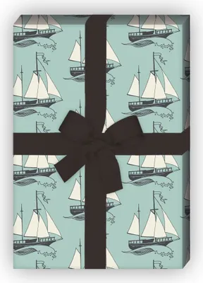 Produktbild von Nautisches Geschenkpapier für tolle Geschenke mit Segelbooten, hellblau - G8158, 32 x 48cm