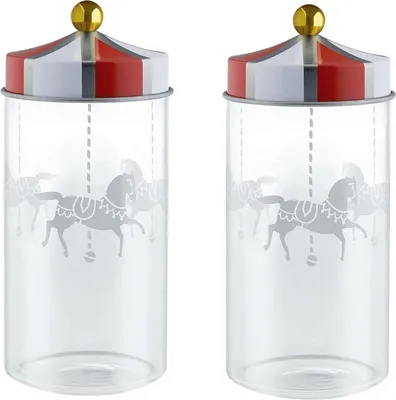 Produktbild von Alessi Circus, Gewürzglas, Mehrfarbig, Transparent, Glas, Zinnteller, 0,15 l, Abnehmbarer Deckel, 5,3 cm