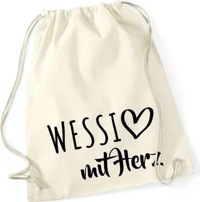 Produktbild von Huuraa Turnbeutel Wessi mit Herz 12 Liter Natural Baumwolle Rucksack Geschenkidee