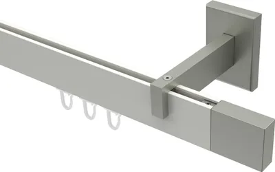 Produktbild von Interdeco Innenlaufstange / Gardinenstange mit Innenlauf Weiß / Edelstahl-Optik, Typ Smartline Lox (Quader), 14x35 mm 1-läufig, 200 cm