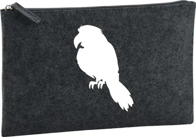 Produktbild von Huuraa Kulturbeutel Papagei Silhouette 1 Liter Charcoal Filz Kosmetiktasche Geschenkidee