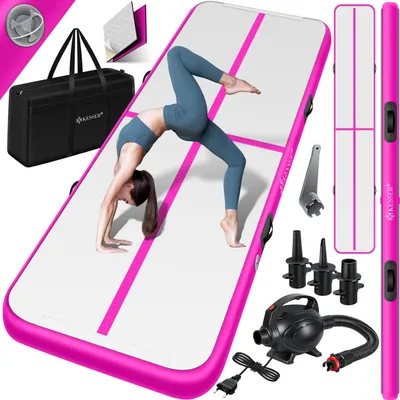 Produktbild von KESSER® Turnmatte Aufblasbar Airtrack 2m/3m/4m/5m/6m Fitness-Matte Gymnastikmatte | inkl. Tragetasche & elektr. Luftpumpe | Yogamatte, Tumbling Matten, Trainingsmatte, Turn- & Fitness