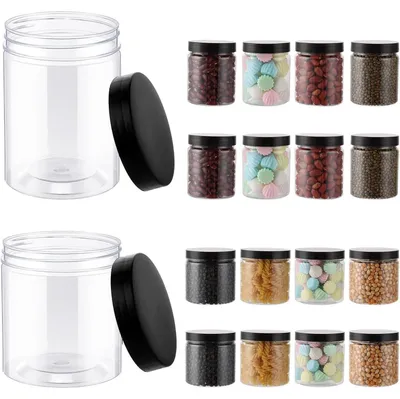 Zdjęcie produktu dla Zestaw pojemników do przechowywania, 16 sztuk, szczelne, wolne od BPA, przezroczyste, wykonane z PET/aluminium, pojemność: 240 ml + 420 ml