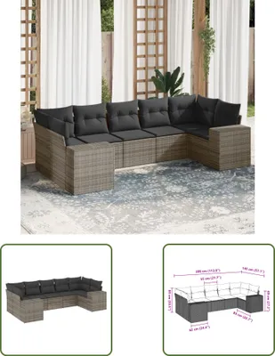 Produktbild von The Living Store 7-tlg. Garten-Sofagarnitur mit Kissen Grau Poly Rattan