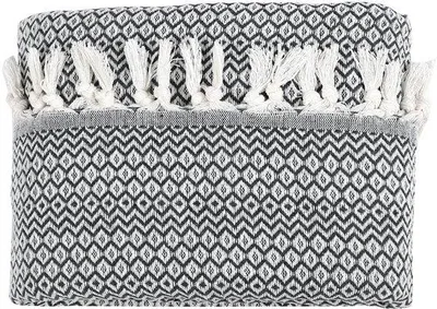 Zdjęcie produktu dla Ibenzoa® Dwustronny pled do łóżka i sofy wykonany w 100% z bawełny – kolor antracytowy, wymiary 200 x 230 cm