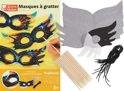 Produktbild von Graine Creative Kratz-Masken Set 14 Teile, 12 Stk. 9,5x22cm