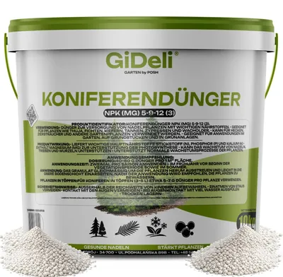 Produktbild von Koniferendünger 10kg NPK 5-9-12 Thuja Hecke Zypresse Nadelbäume Magnesium GiDeli