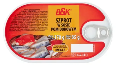 Zdjęcie produktu dla B&K Szprot w Sosie Pomidorowym 170g