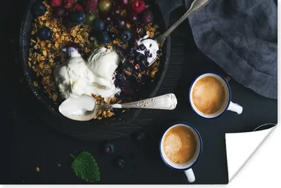 Produktbild von MuchoWow® Poster Kaffee - Obst - Haferflocken 120x80 cm - Bilder
