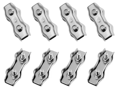 8 Duplex-Kabelklemmen M5, Edelstahl, 5 mm, für Drahtseil