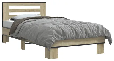 Image de vidaXL Sommier avec tête de lit en chêne Sonoma 80 x 200 cm, bois d'ingénierie