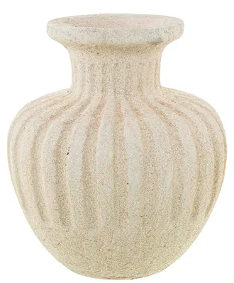 Keramik-Tafelvaas, beige, 24 x 24 x 27 cm