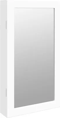 Image de Armoire à bijoux avec miroir et éclairage LED mural blanc