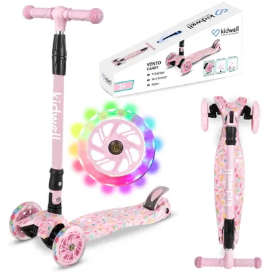 Produktbild von COIL Kinderroller, Dreiradscooter, Tretroller, Dreirad-Balance-Roller, Cityroller, VENTO, ABEC-7-Lager, 3-stufige Lenkradverstellung, LED-Räder, Candy