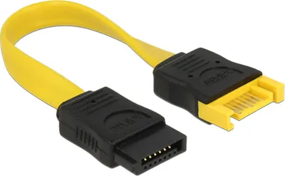 Produktbild von DeLOCK 0.1m 2xSATAIII, 0,1 m, SATA III, SATA 7-pin, SATA 7-pin, Männlich/Weiblich, Schwarz, Gelb