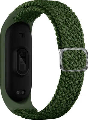 Produktbild von Strap Stoff Ersatzarmband kompatibel mit Xiaomi Mi Band 6 / 5 / 4 / 3 geflochtenes Stoffarmband Grün