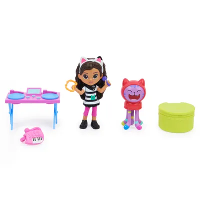 Produktbild von Gabby's Dollhouse DREAMWORKS - Cat-tivity Set, Kitty Karaoke Party - Musik Set mit Gabby und DJ Katzenminze (engl. Catnip), 3 Jahr(e), Mehrfarbig