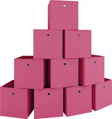 Produktbild von VCM 10er Set Faltbox | Klappbox Stoff Kiste | Faltschachtel | Maße ca. H. 28 x B. 27 x T. 27 cm | Regalbox - Boxas