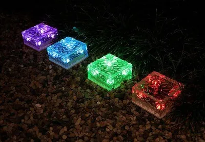 Image de Lampes de terrasse à énergie solaire, luminaires encastrables carrés pour l'extérieur, 7,8 cm x 4,7 cm, étanches