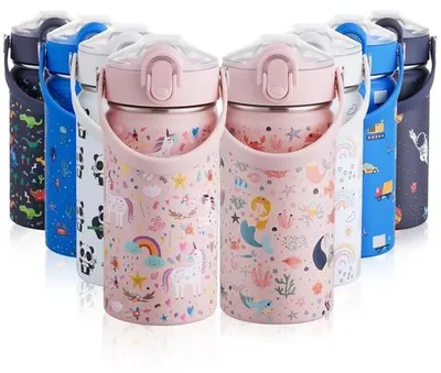 Productafbeelding van Kindervriendelijk RVS Drinkfles met Rietje 420 ml