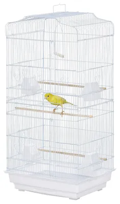 Produktbild von PawHut Vogelvoliere Vogelkäfig Metallvoliere mit Ständer Vogelhaus Weiß
