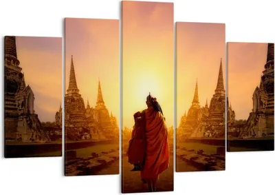 Produktbild von Bild auf Leinwand - Leinwandbild - Tempel Mönch - 150x100cm - Wand Bild - Wanddeko - Wandbilder - Leinwanddruck - Bilder - Kunstdruck - Wanddekoration - Leinwand bilder - Wandkunst - EA150x100-3472