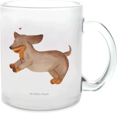 Produktbild von Mr. & Mrs. Panda Teetasse Hund Dackel - Transparent - Geschenk, Haferl, Sprüche, Häferl, Dachshund, Tee Tasse, Trinkglas, Hunde, Pott, Herz
