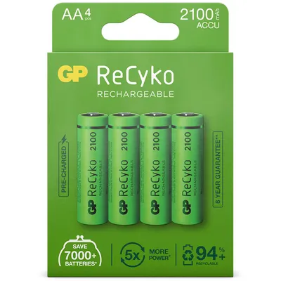 Produktbild von 1x4 GP ReCyko+ NiMH Akku AA 2100mAH, ready to use, NEU