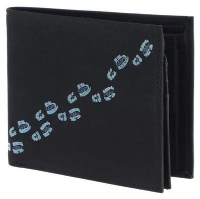 Image de oxmox porte-monnaie New Cryptan RFID Protect Querscheinbörse Footsteps Print Cyan Black noir