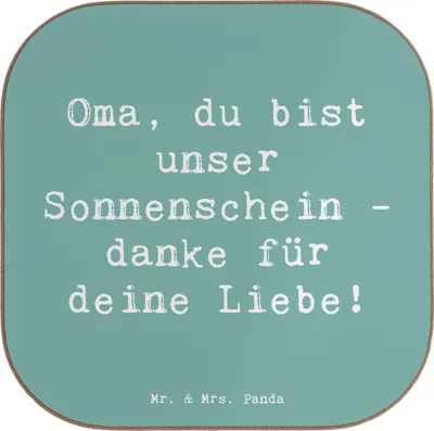 Produktbild von Mr. & Mrs. Panda Holzuntersetzer Spruch Oma Sonnenschein - Meeresbrise - Geschenk, Danke sagen, Coaster, Bedanken, Untersetzer Gläser, für, Aufmerksamkeit, Wertschätzung