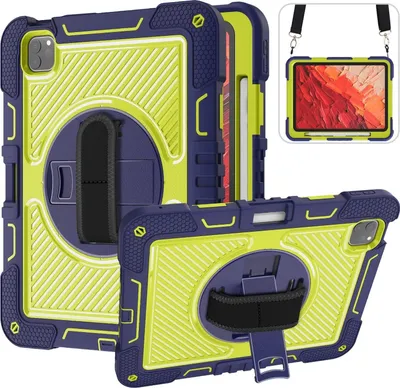 Produktbild von Für Apple iPad Pro 11 2024 aufstellbare Outdoor Hybrid 360 Grad mit Halte-Schlaufe Tablet Tasche Grün