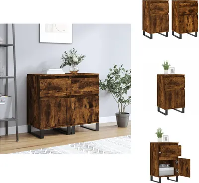 Produktbild von vidaXL Sideboards 2 Stk. Räuchereiche 40x35x70 cm Holzwerkstoff -  Sideboards