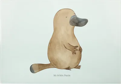 Produktbild von Mr. & Mrs. Panda Servierplatte Schnabeltier Mut - Weiß - Geschenk, Meer, Schneidebrett, vesperbrett, Motivation, Glas-Schneidebrett, Glasbrett, Neustart, Arbeit