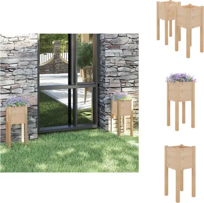 Image de vidaXL Bac à plantes 2 pcs. 31x31x70 cm Pin massif - Pots de fleurs & Jardinières
