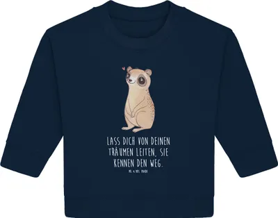Produktbild von Mr. & Mrs. Panda Organic Baby Pullover Plumplori Glücklich 6. - 12. Monat - French Navy - Geschenk, Lustige Sprüche, Niedlich, Bullover, Glück