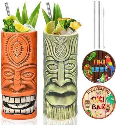 Image de Lot de mugs à cocktail en céramique « Hawaiian Party » pour des fêtes exotiques