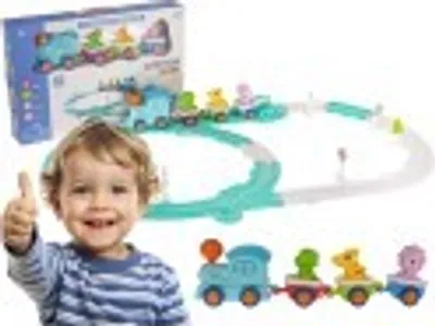 Obrázok produktu pre veselá dinosauria lokomotíva s vagónmi 33 el. koľaj + vlak pre deti
