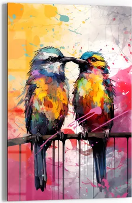 Produktbild von DEQOART Glasbild Echtglas 60x90 cm 'Lebendige Zweisamkeit' Wandbild Bild modern Deko