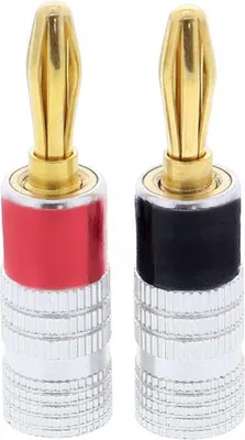 Produktbild von Banenenstecker 4mm vergoldet 24K mit Schraubenloch für Audiokabel