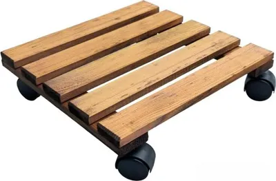 Produktbild von STOLMAK Pflanzenroller 30x30x8 cm Braun– Blumenuntersetzer mit Rollen aus wetterfestem Kiefernholz – Rollbrett für Pflanzen Outdoor Massivholz